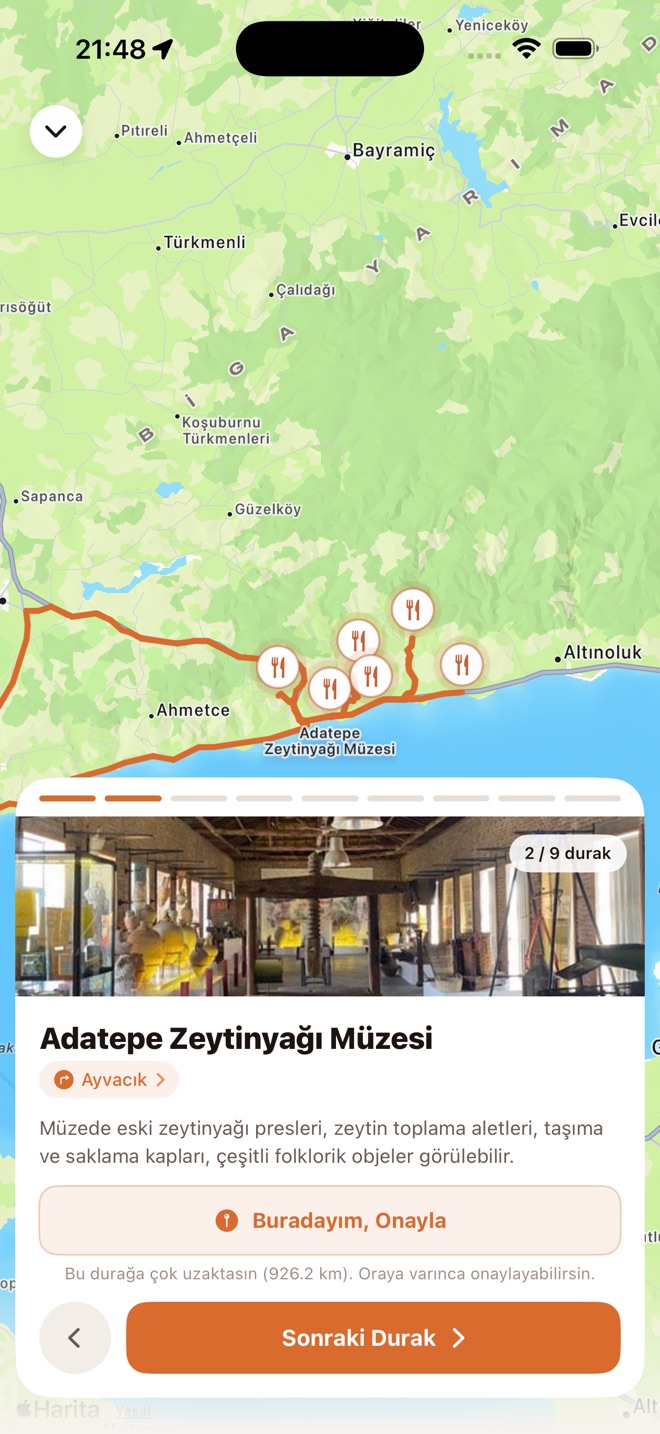 Rotayı harita üzerinde adım adım takip et